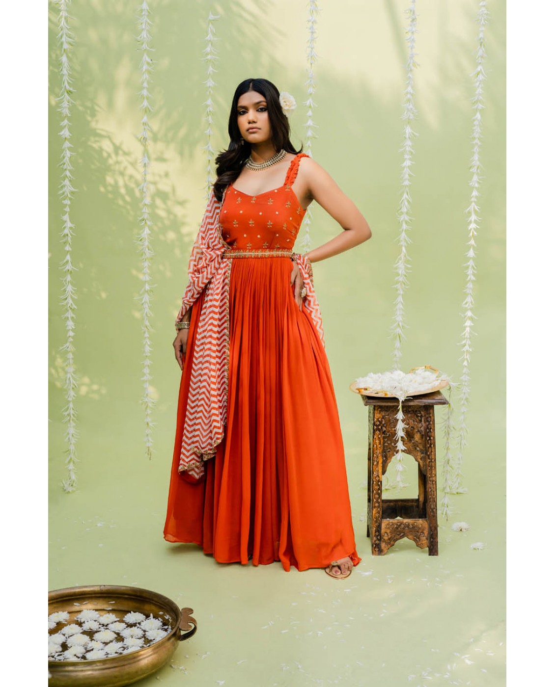 Orange colour 2024 frock suit